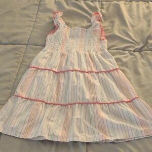 Pink and White Tiered Ruffled Sundress